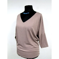 Tunika Aline kimono z dekoltem - capucino ze srebrnym brokatem